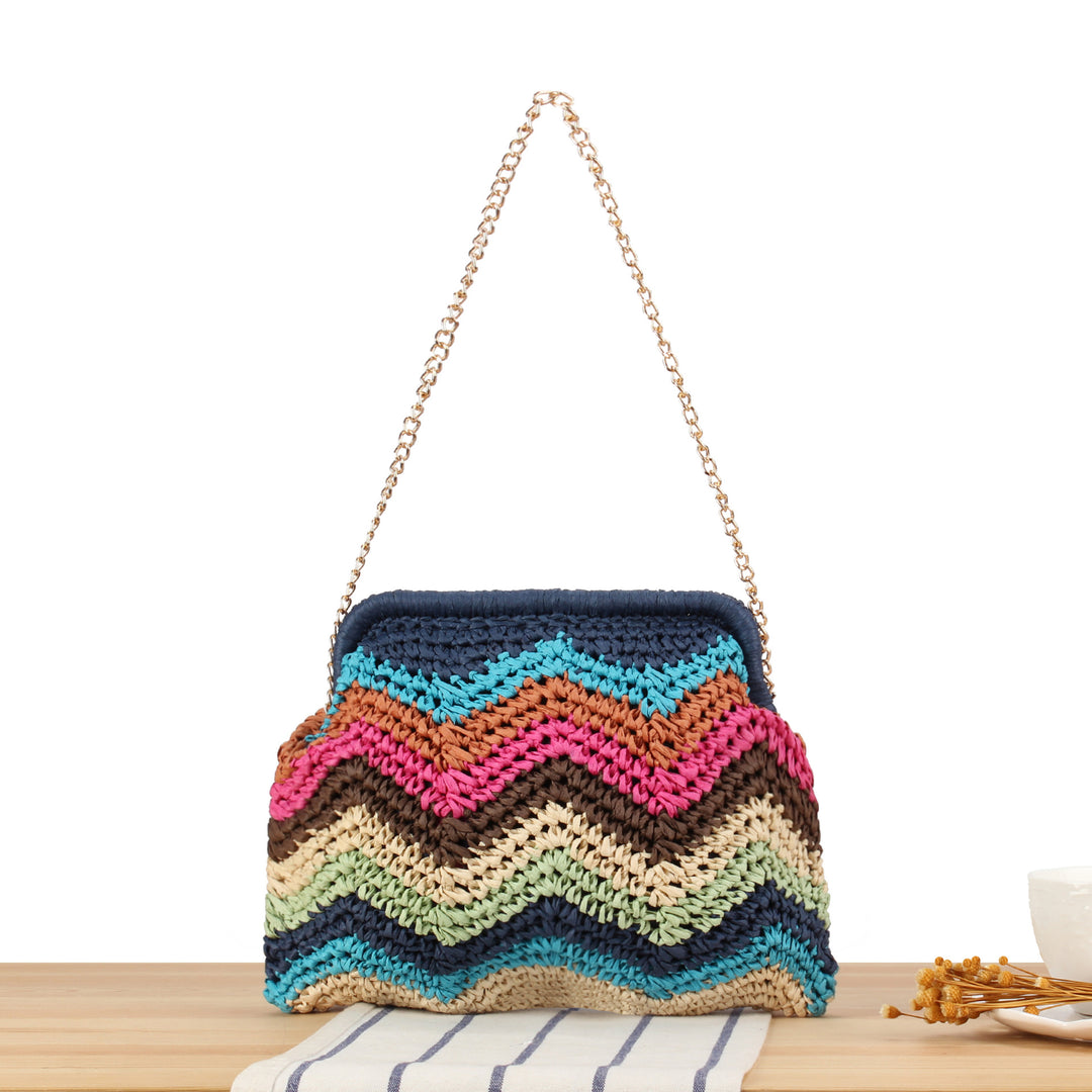 Handcrafted shoulder bag with cheerful wave pattern Bowlift