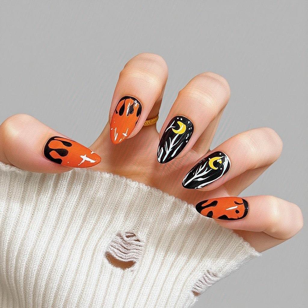 Artificial nails with creepy skull design Bowlift