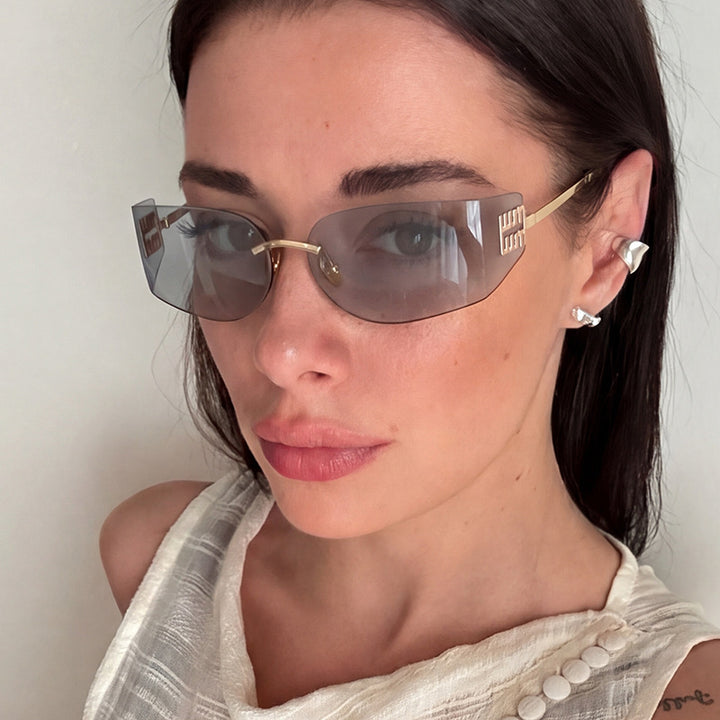 Women's futuristic designer sunglasses with unusual frame and UV protection Bowlift