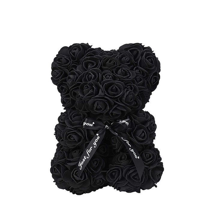 Handcrafted Foam Rose Teddy Bear Gift Sculpture With Satin Ribbon