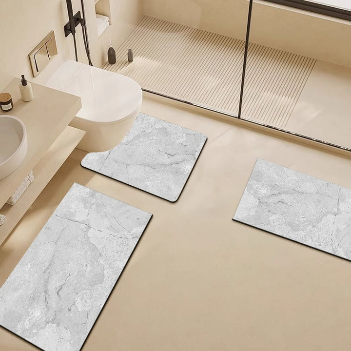 Luxury Marble-Pattern Bathroom Mat Set Bowlift