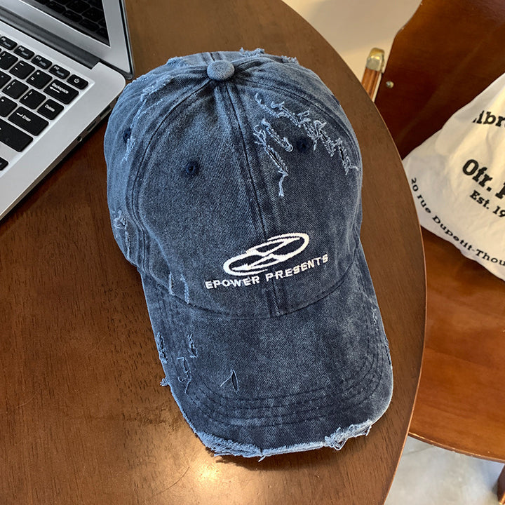 Men's Distressed Denim Baseball Cap Bowlift 1784270624