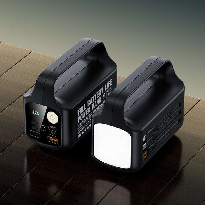 Portable power bank with integrated LED lighting and high capacity Bowlift