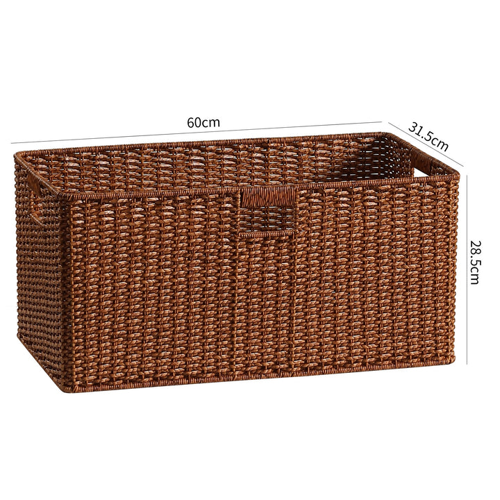 Handwoven Rectangular Storage Basket with Cut-Out Handles Bowlift