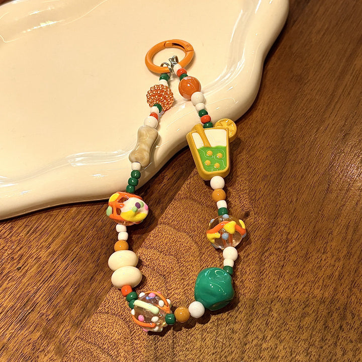 Playful Food-Themed Beaded Keychain Bowlift