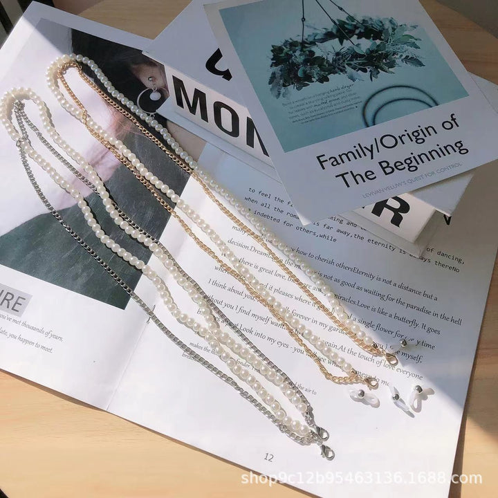 Elegant Pearl and Chain Reading Glasses Holder Bowlift
