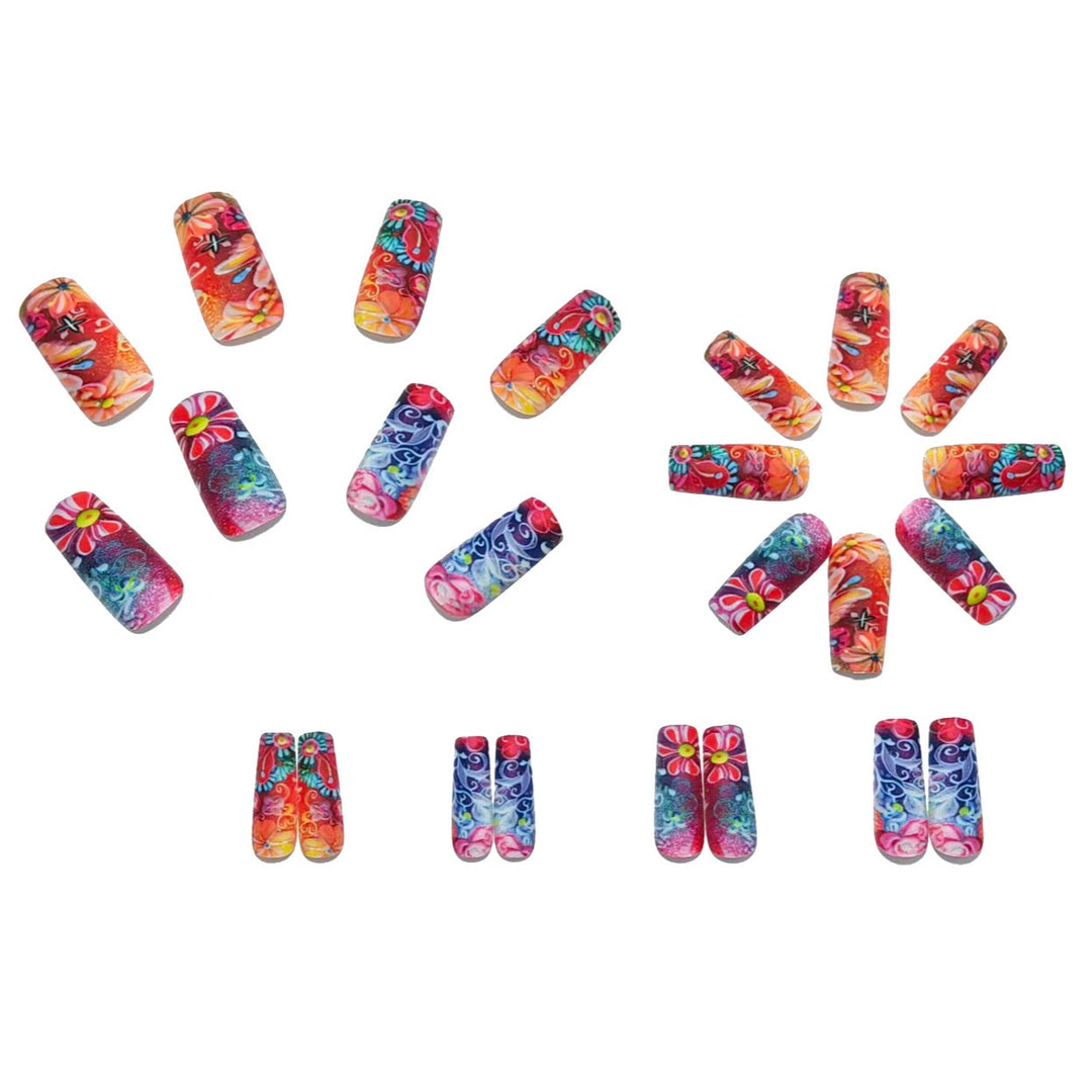 Artificial nails with luxurious 3D flowers and glitter accents Bowlift