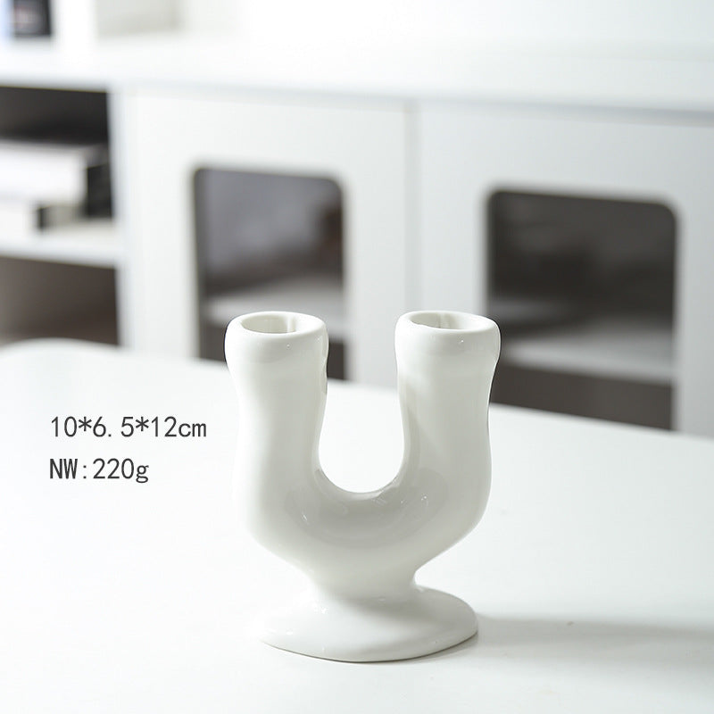 Modern Dual Chamber Ceramic Vase Bowlift