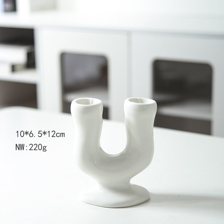 Modern Dual Chamber Ceramic Vase Bowlift