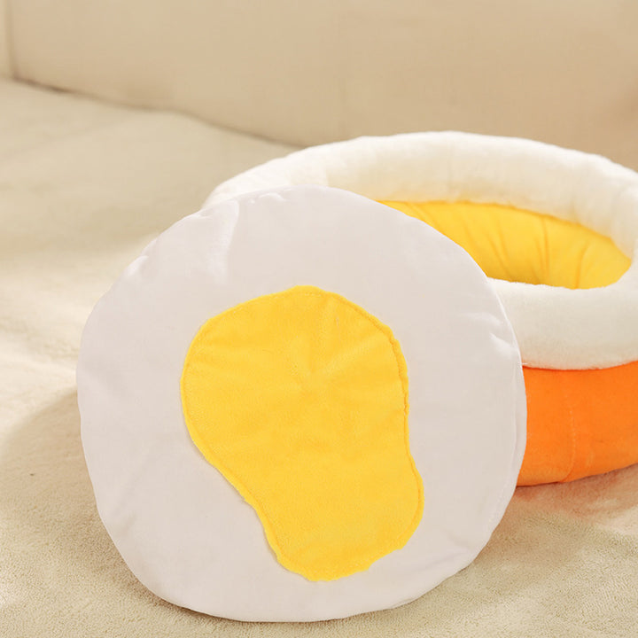 Egg-Shaped Plush Dog Bed