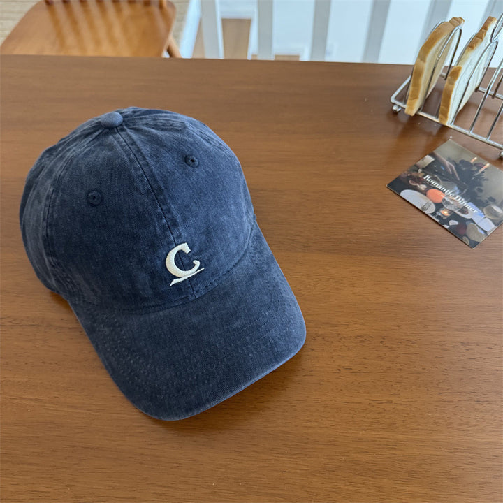 Men's Vintage-Inspired Washed Denim Cap Bowlift