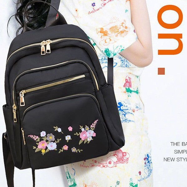 Women's Floral Embroidered Backpack Bowlift