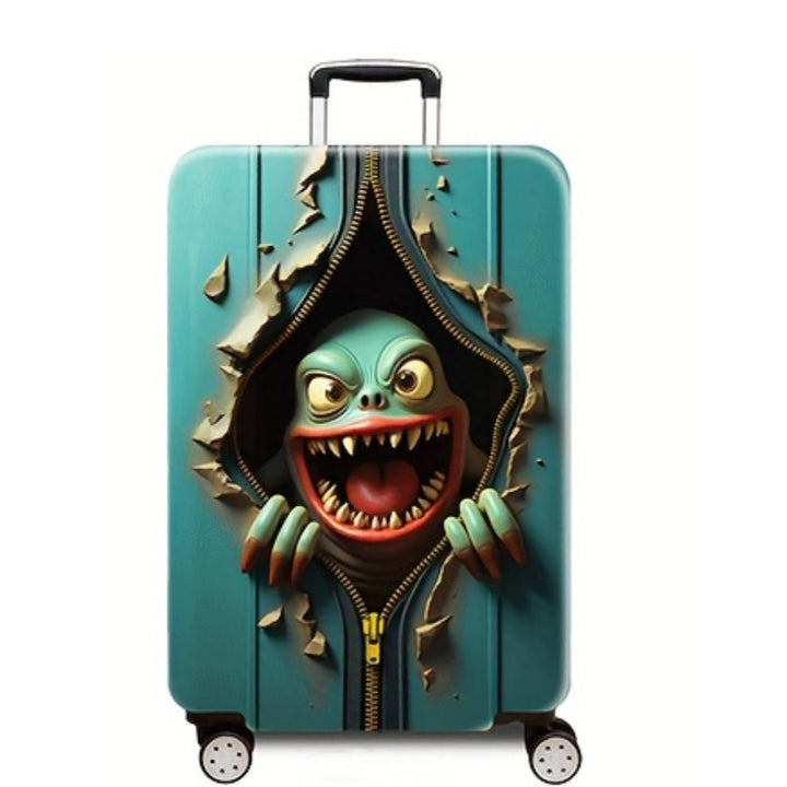 Women's Hard Shell Suitcase with Creative Monster Design Bowlift
