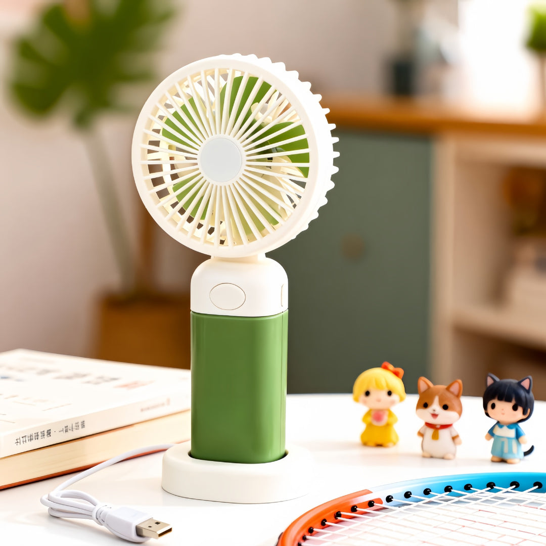 Women's Portable Mini Fan with USB Charging Function and Ergonomic Handle Bowlift