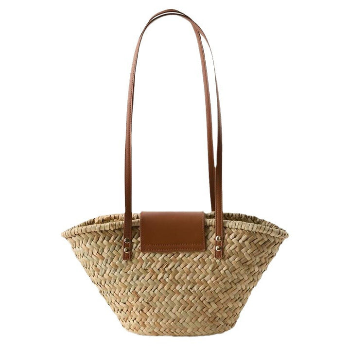 Handcrafted basket bag with leather flap Bowlift