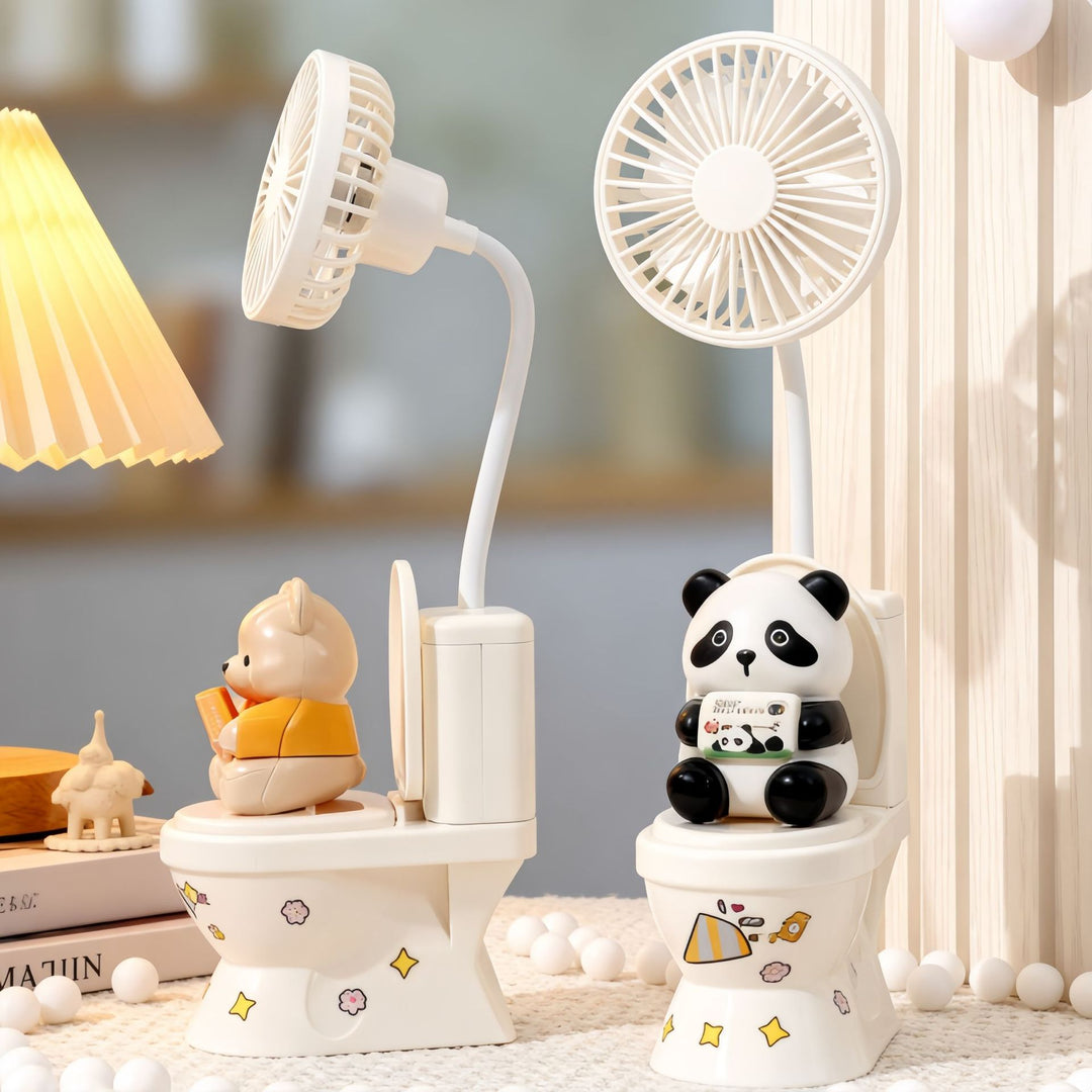 Ladies Cute Hand Fan with Plush Bear Design Bowlift