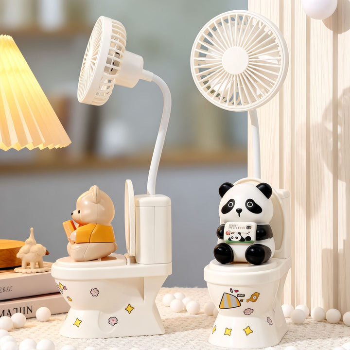 Ladies Cute Hand Fan with Plush Bear Design Bowlift