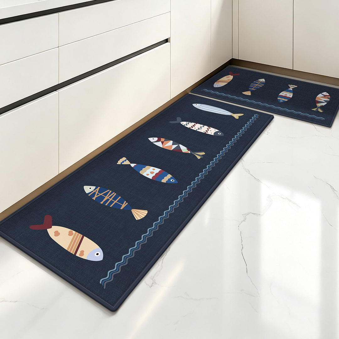 Decorative Fish-Themed Kitchen Runner Mat