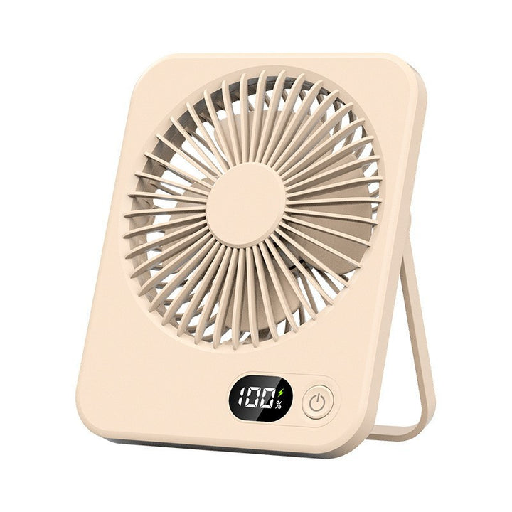 Unisex nan compact USB table fan with digital battery display, foldable stand and quiet brushless motor Bowlift