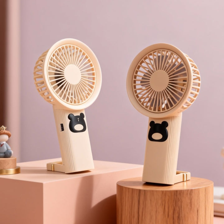 Women Portable Handheld Fan with Cute Bear Design Bowlift