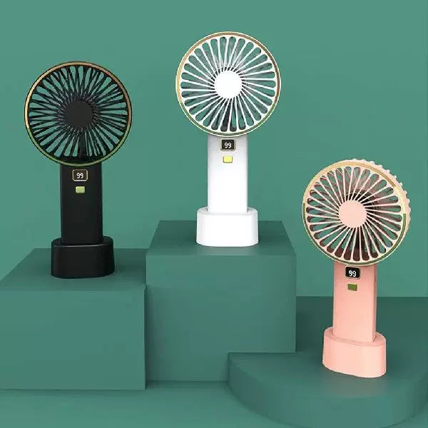 Unisex One Size compact rechargeable portable fan with digital battery level indicator and charging station Bowlift