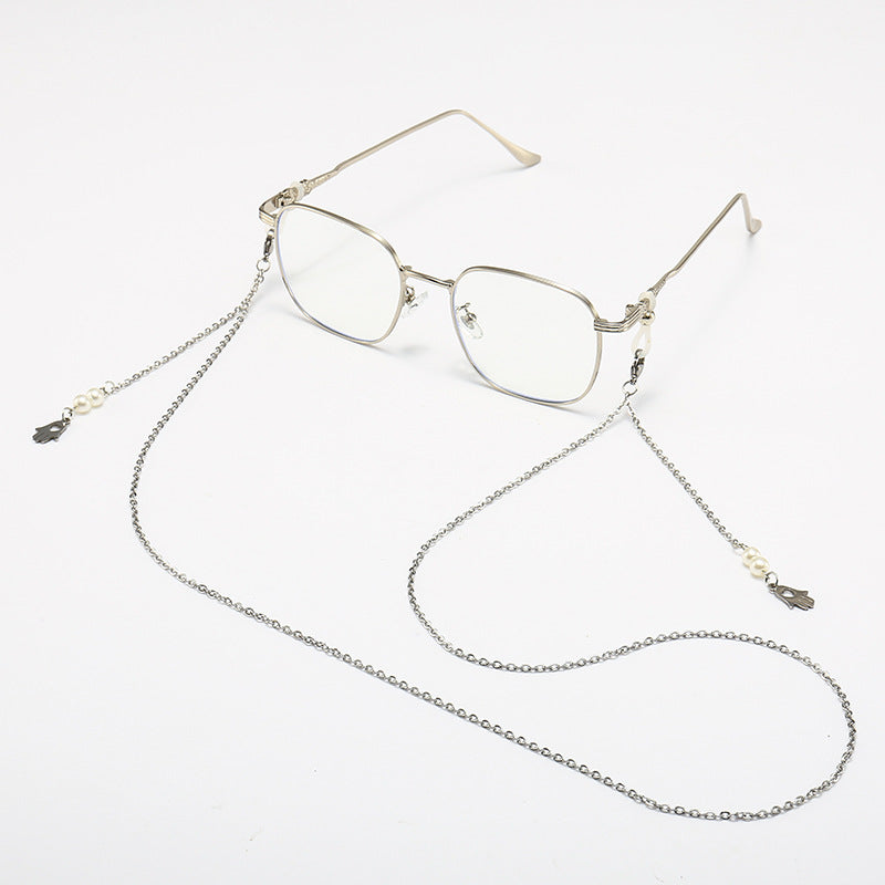 Chic Square Frame Glasses with Decorative Chain Bowlift