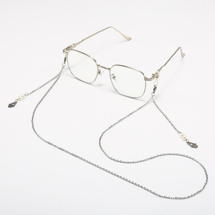 Chic Square Frame Glasses with Decorative Chain Bowlift