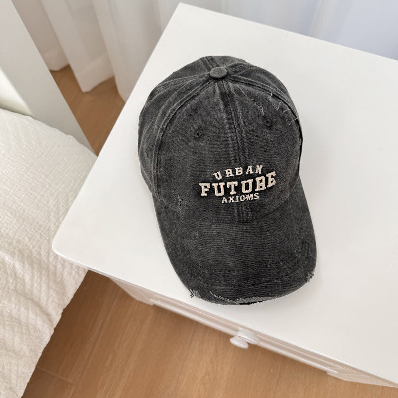 Men's Distressed Cotton Adjustable Baseball Cap Bowlift