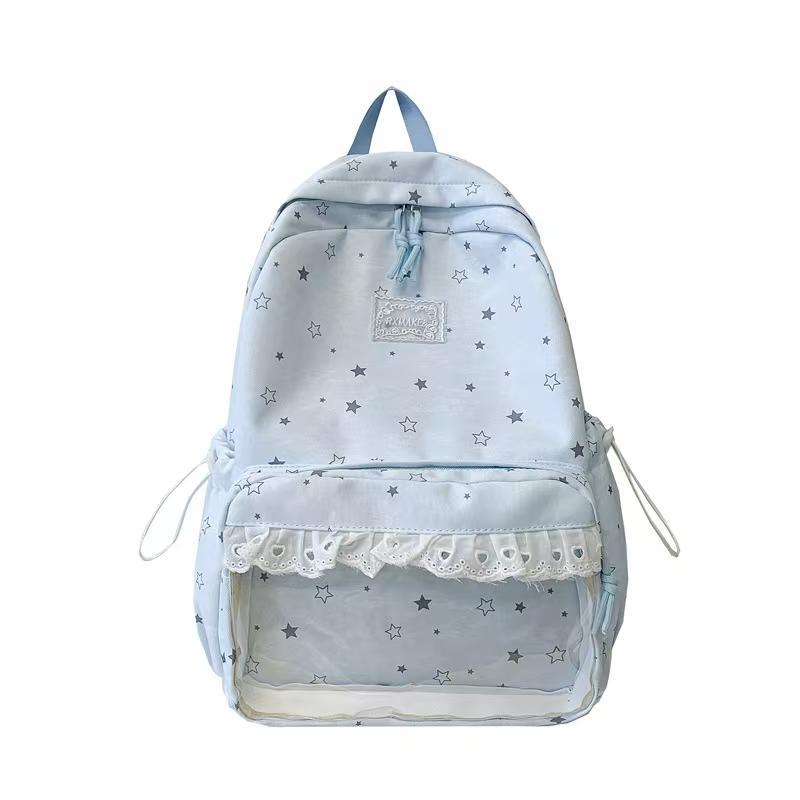 Star-Patterned Casual School Backpack Bowlift