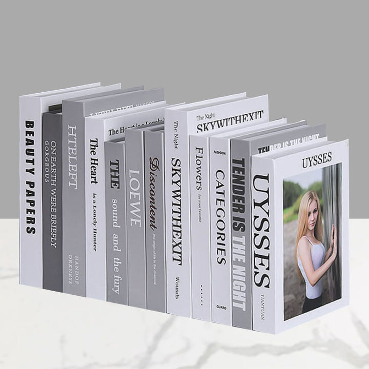 Decorative faux book storage box set for bookshelf styling Bowlift