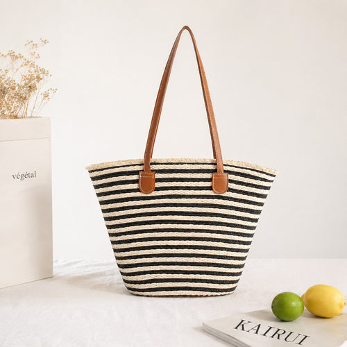 Elegant Bast shoulder bag with leather handles Bowlift