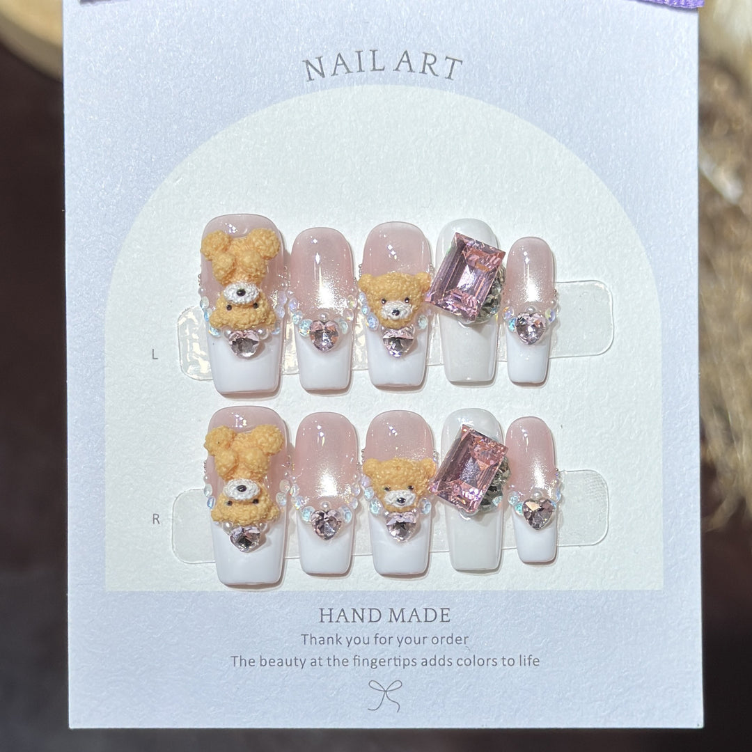 Cute Animal-Inspired Press-On Nail Art Set Bowlift
