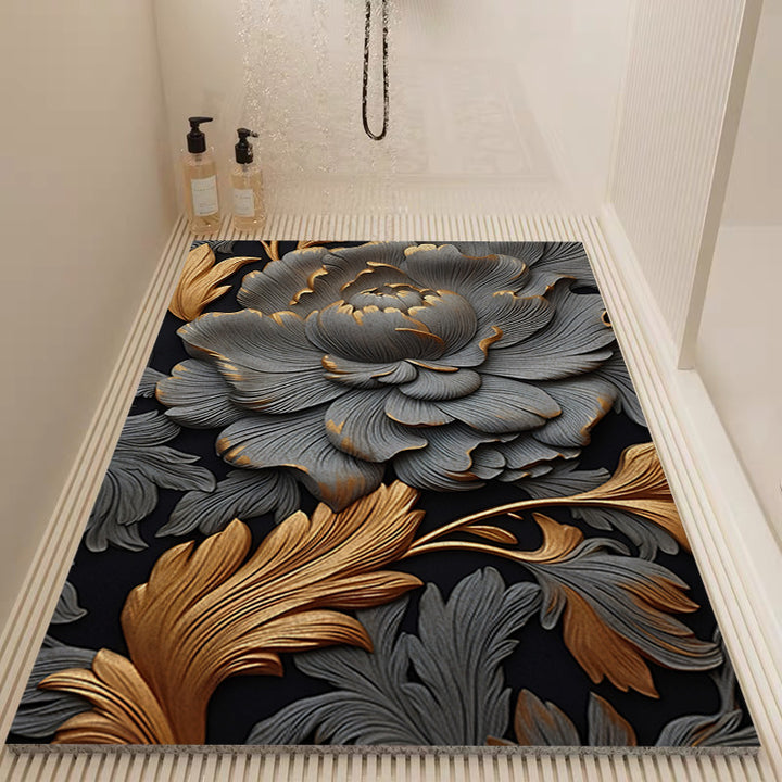 Elegant Floral Patterned Bath Mat Bowlift