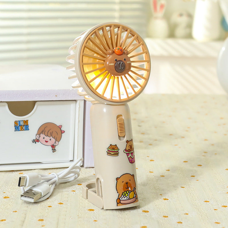 Women's Portable Mini Hand Fan with Creative Animal Designs Bowlift