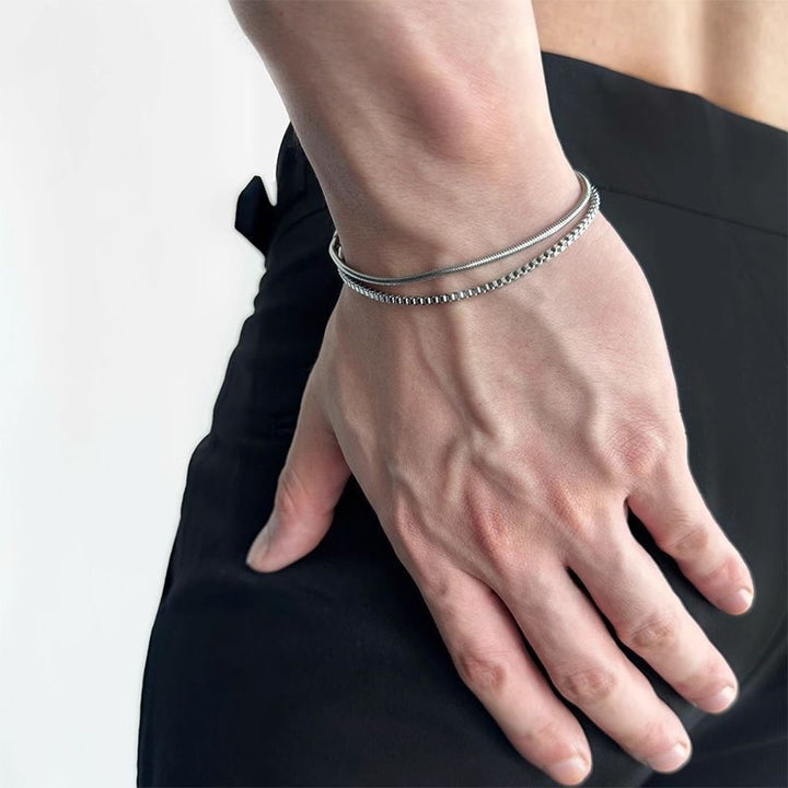 Sleek Double-Chain Stainless Steel Bracelet Bowlift