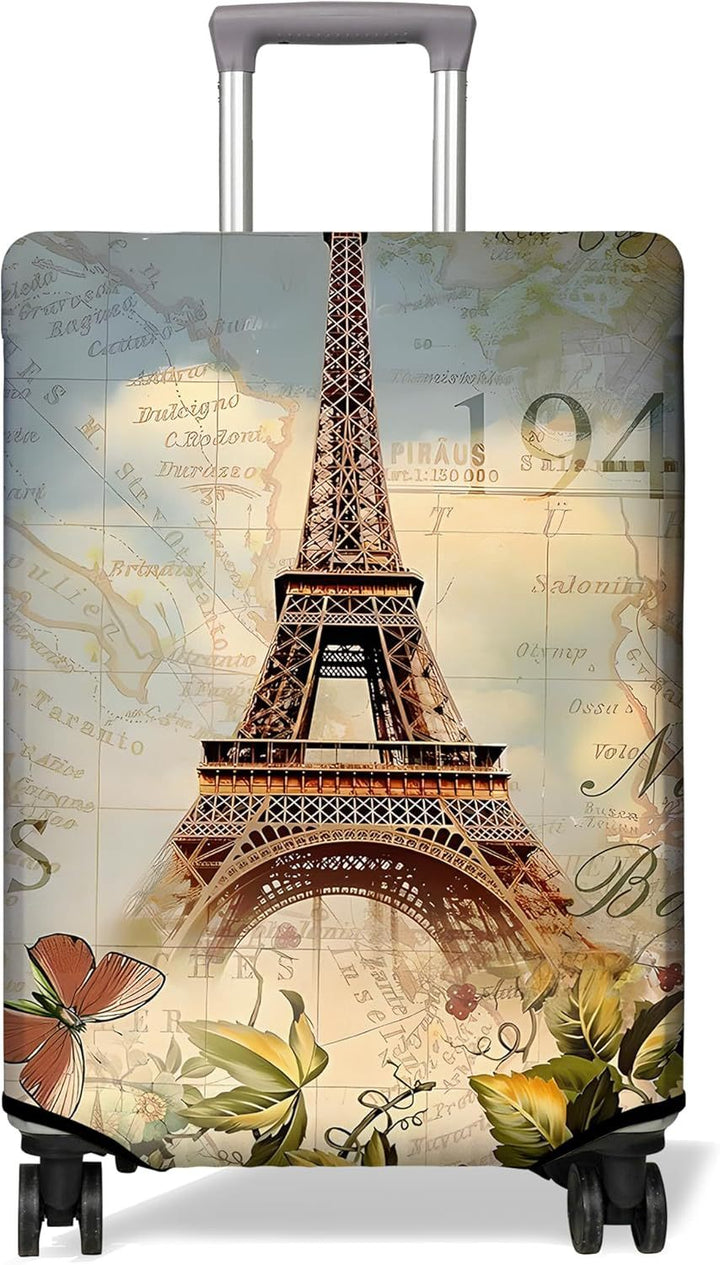 Unisex non-elastic suitcase cover with Paris motif and water-repellent stretch fabric for trolley Bowlift