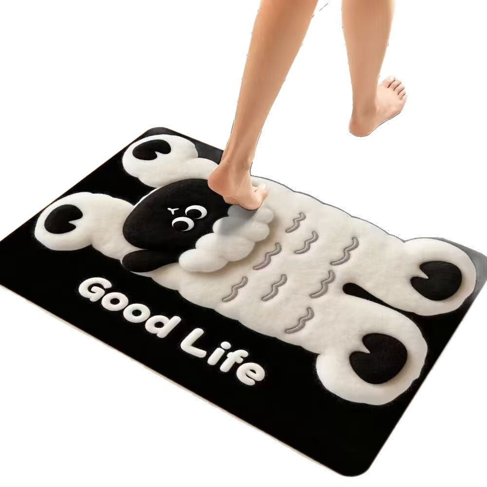 Plush Dog-Themed Bowlift Bath Mat
