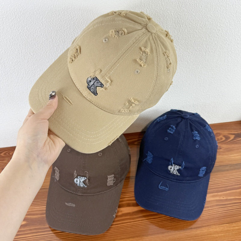 Men's Distressed Adjustable Baseball Cap Bowlift