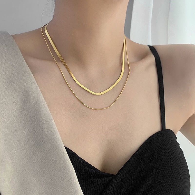 Double Strand Snake Chain Necklace Bowlift