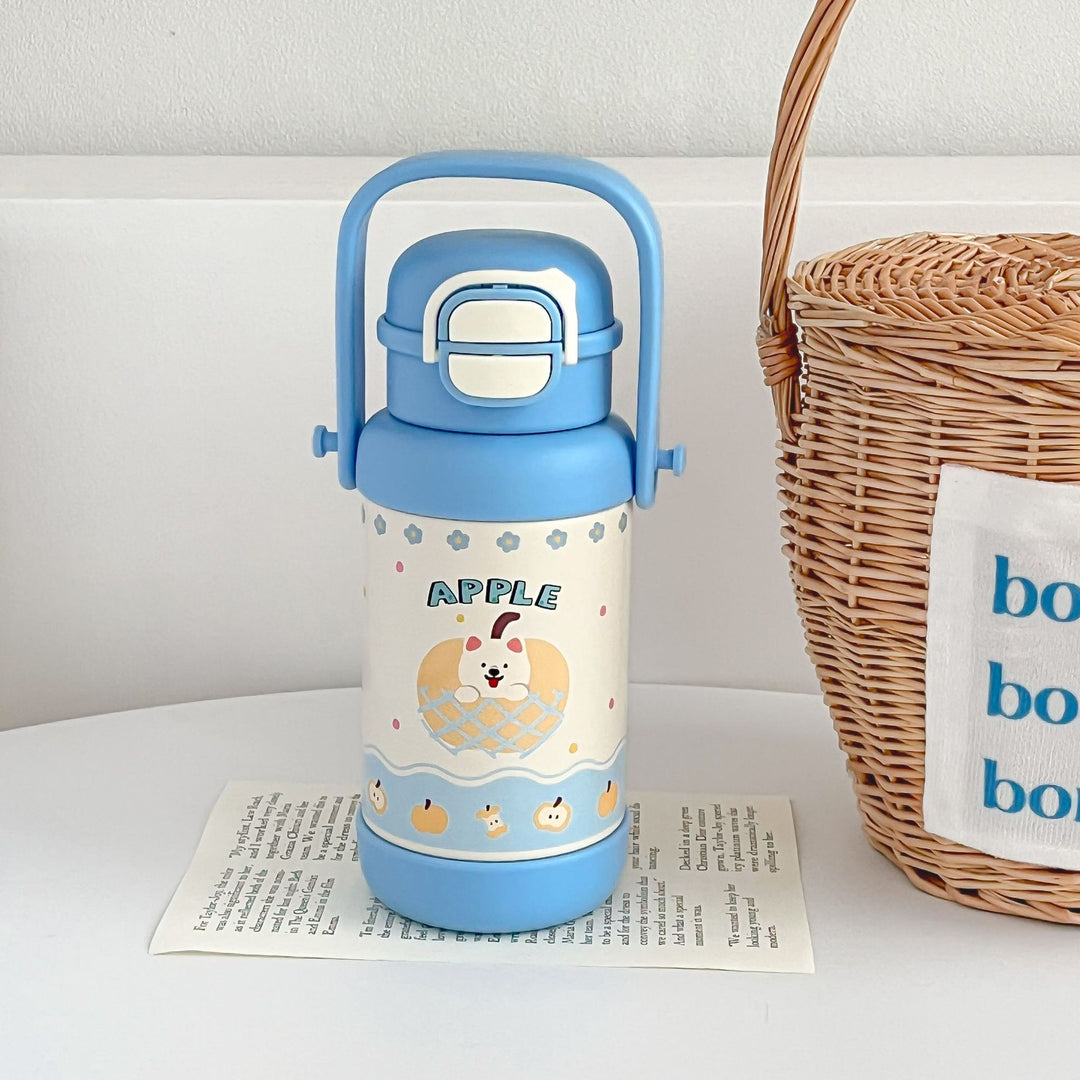 Insulated drinking bottle with folding lid and colorful animal motif Bowlift