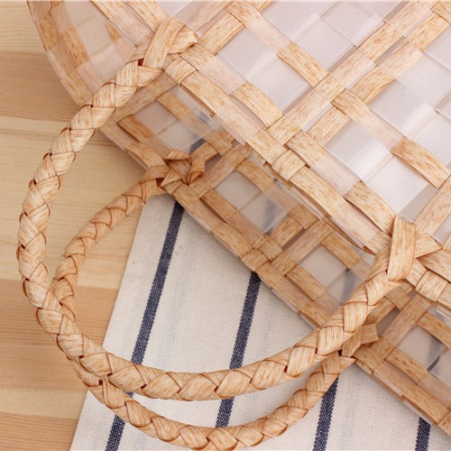 Tote bag with transparent window and braided handles Bowlift