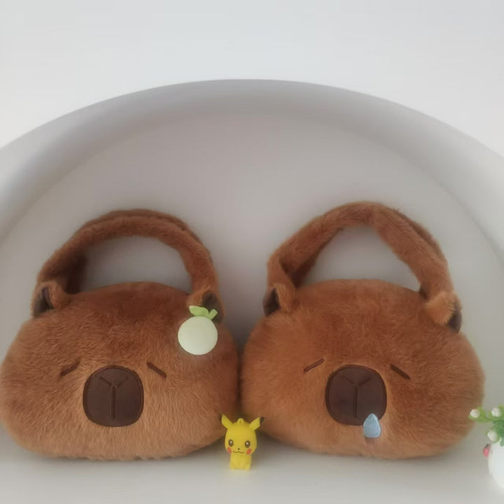 Plush Shoulder Bag with Cute Animal Motif Bowlift