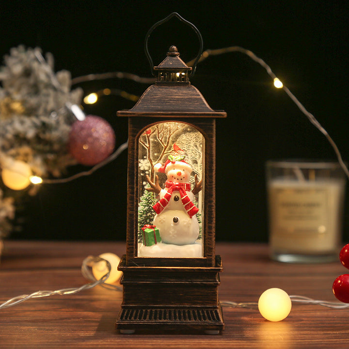 Nostalgic Christmas lantern with glowing snowman Bowlift