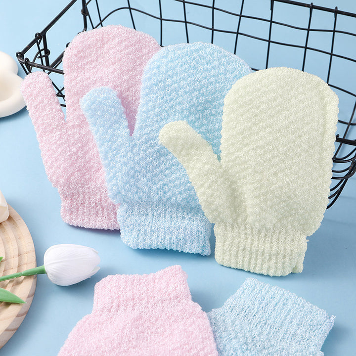 Exfoliating Shower Gloves with Soft Textured Scrub Fabric and Stretchy Elastic Cuff Bowlift