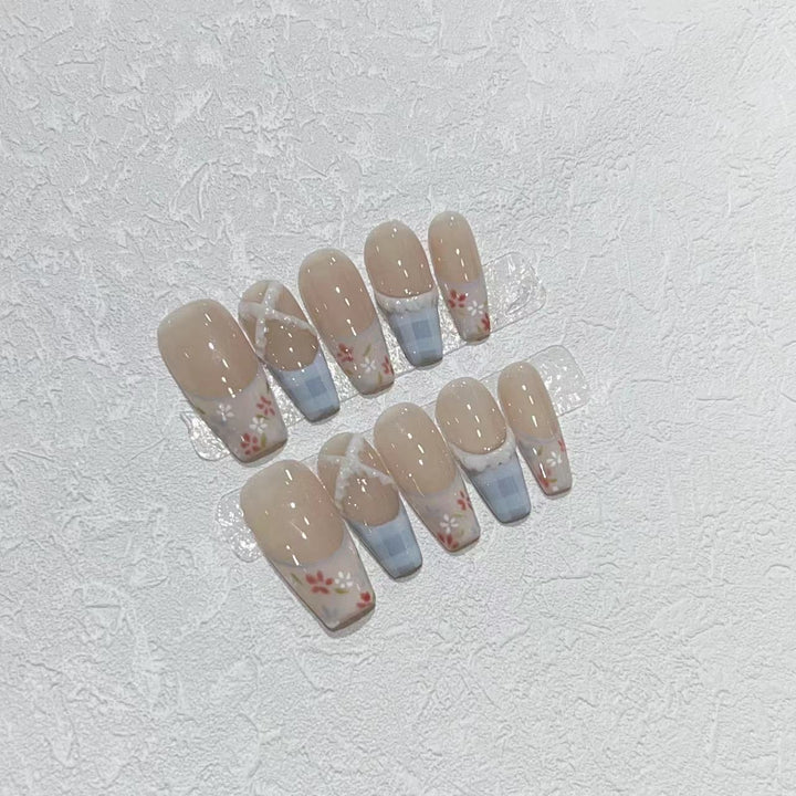 Floral Design Acrylic Press-On Nail Set Bowlift