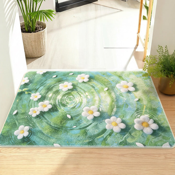 Floral-Themed Memory Foam Bath Mat Bowlift