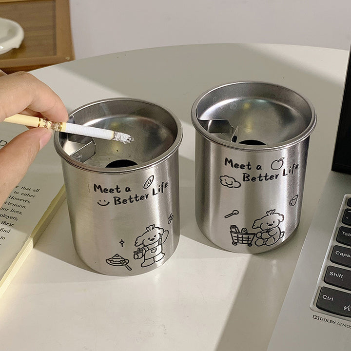 Stainless Steel Ashtray with Cute Animal Motif Bowlift
