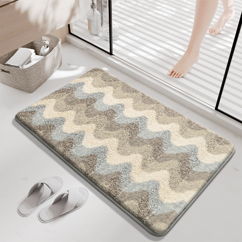 Stylish Wave Pattern Bath Rug Bowlift