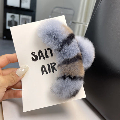 Plush Faux Fur Hair Claw Clip Bowlift