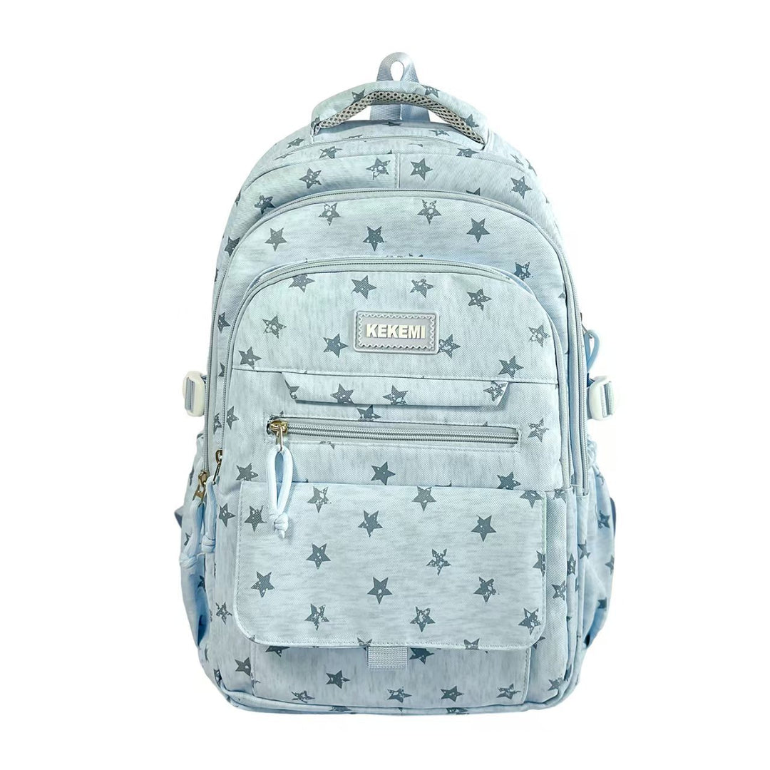 Multi-Pocket Star Pattern Backpack Bowlift